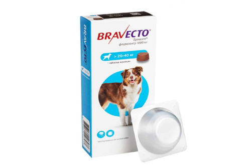 قرص ضد کک و کنه و جرب سگ براوکتو (برای وزن 20 تا 40 کیلو)