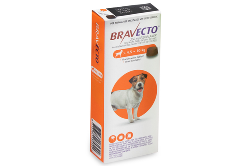 قرص ضد کک و کنه و جرب سگ براوکتو (برای وزن 4.5 تا 10 کیلو)